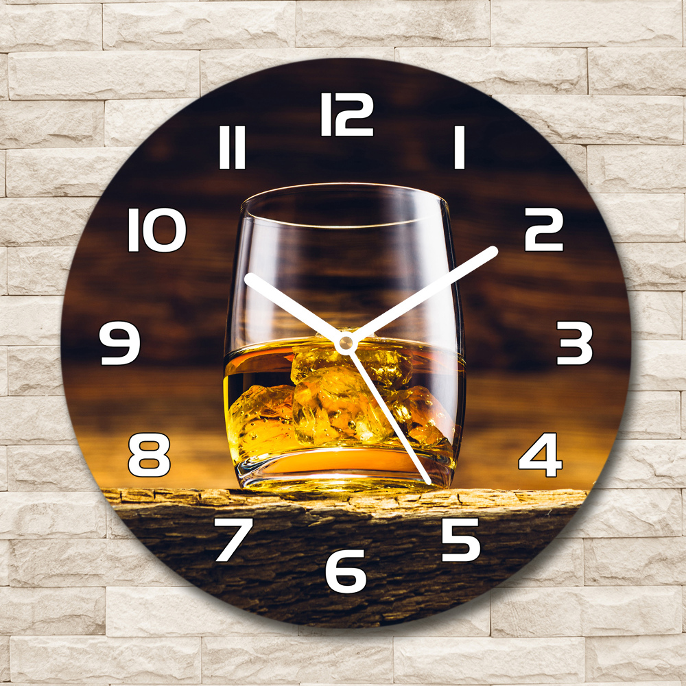 Sklenené nástenné hodiny okrúhle Bourbon v pohári