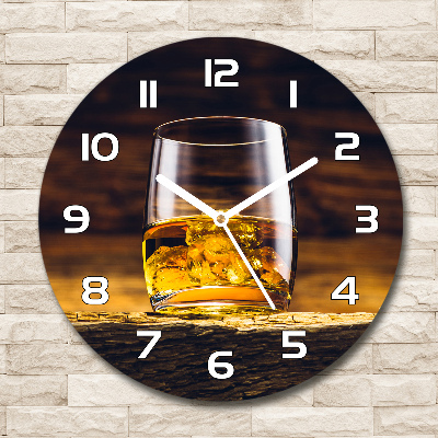 Sklenené nástenné hodiny okrúhle Bourbon v pohári