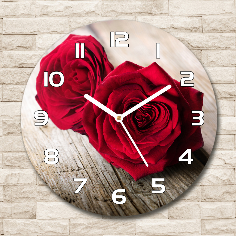 Sklenené hodiny okrúhle Ruže na strome