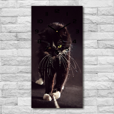 Moderné hodiny nástenné Čierna mačka