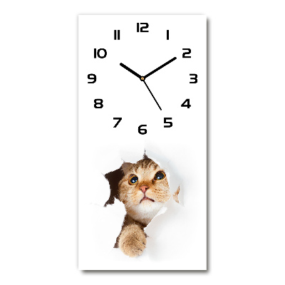 Moderné sklenené hodiny na stenu Mačka