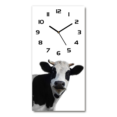 Nástenné sklenené hodiny Strakatá krava