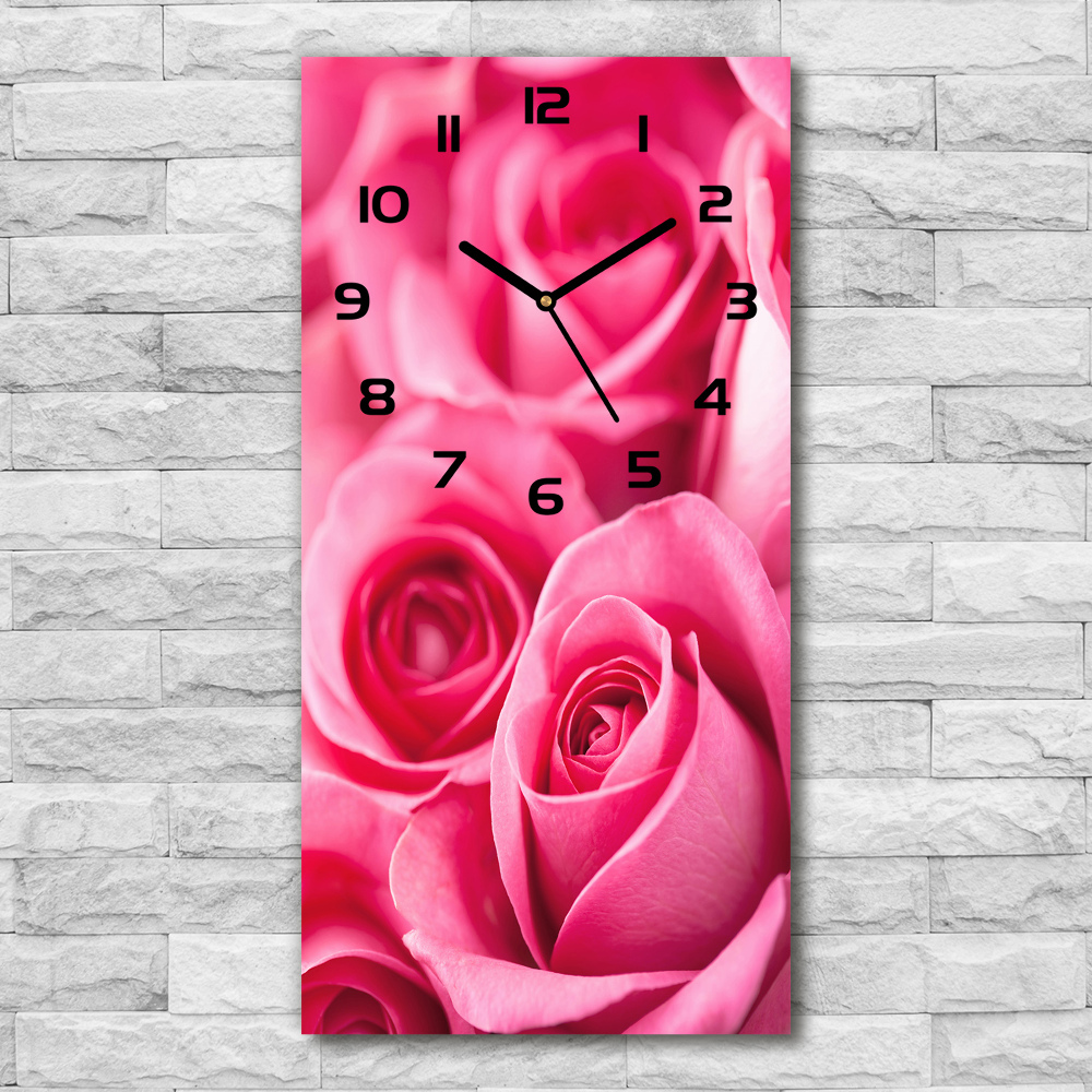 Moderné hodiny nástenné Ružové ruže