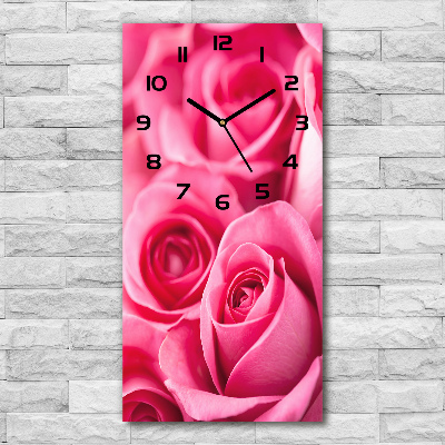 Moderné hodiny nástenné Ružové ruže
