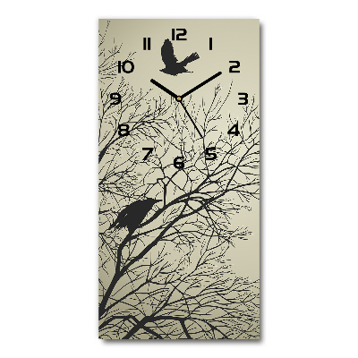 Nástenné hodiny tiché Vrany na strome