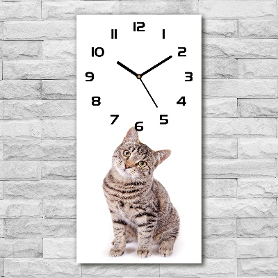 Moderné sklenené hodiny na stenu Mačka