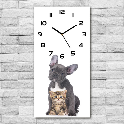 Moderné hodiny nástenné Pes a mačka