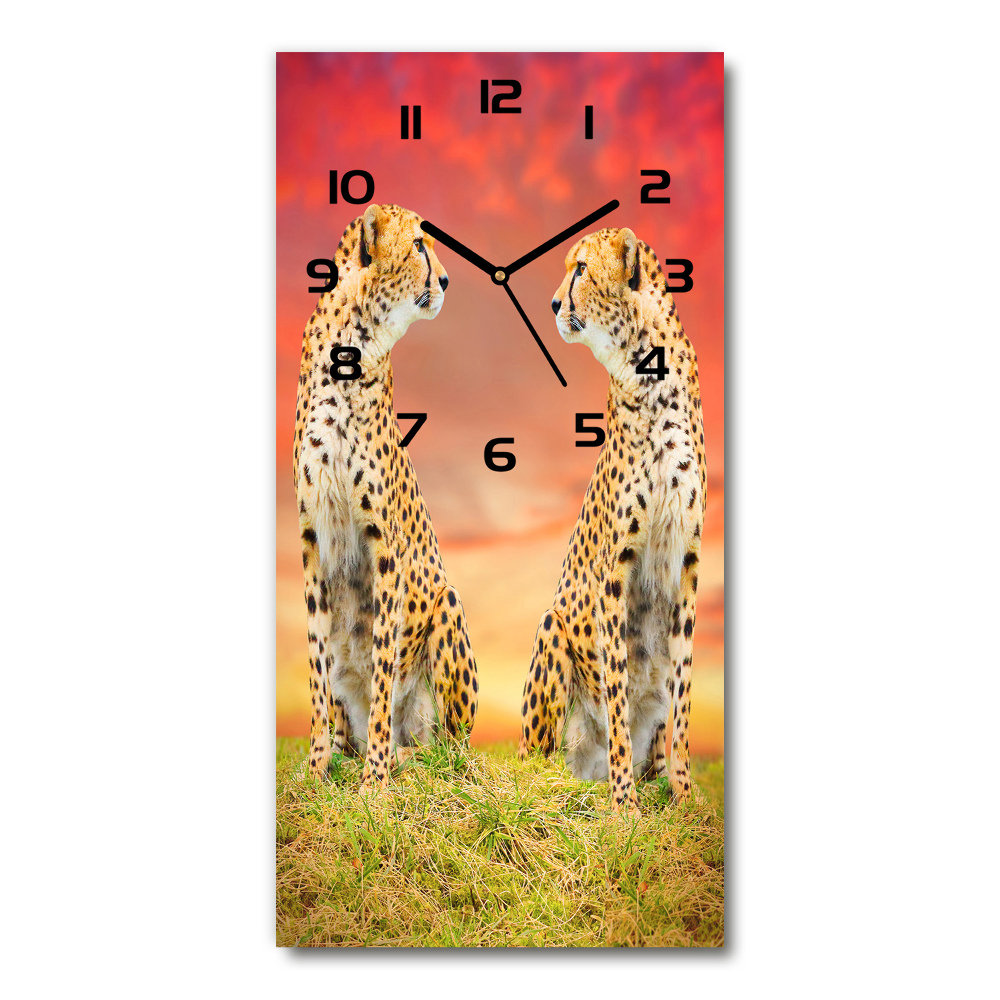 Moderné hodiny nástenné Dva gepardy