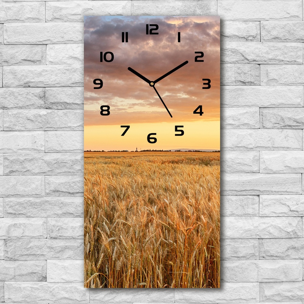 Nástenné sklenené hodiny Pole pšenice