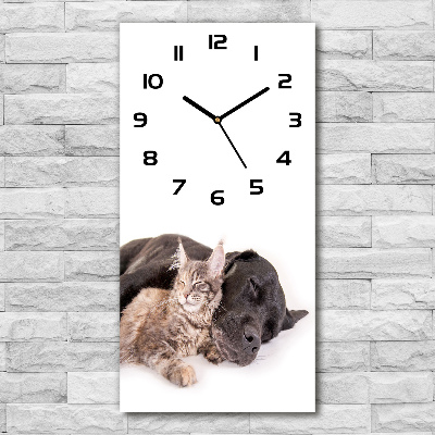 Moderné hodiny nástenné Pes a mačka