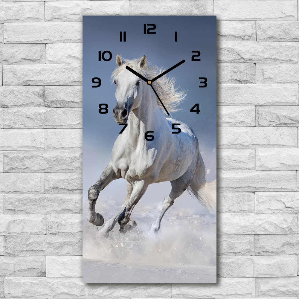 Nástenné hodiny Biely kôň v cvale