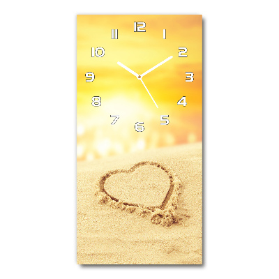 Nástenné sklenené hodiny Srdce na pláži
