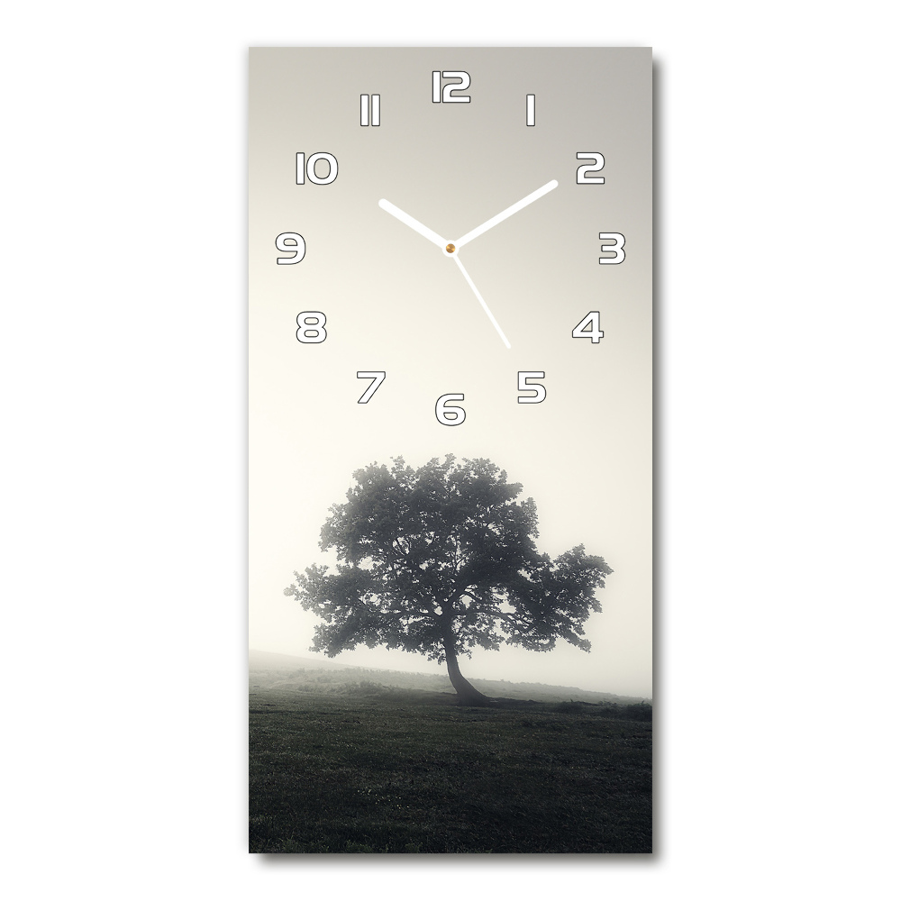 Nástenné sklenené hodiny Strom v hmle