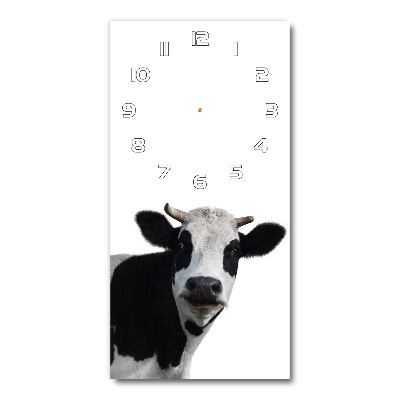 Nástenné sklenené hodiny Strakatá krava