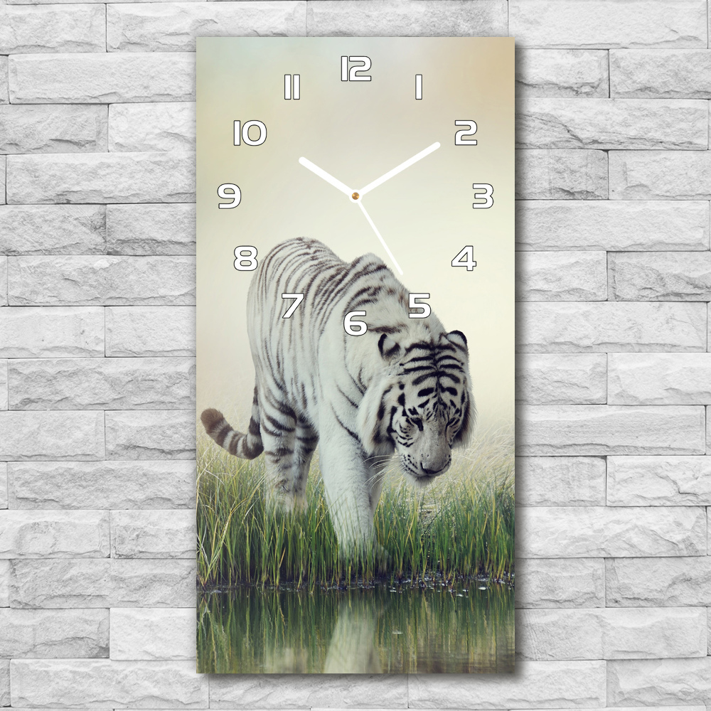 Nástenné sklenené hodiny Biely tiger