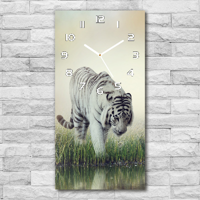 Nástenné sklenené hodiny Biely tiger