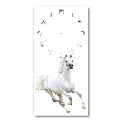 Nástenné hodiny Biely kôň v cvale