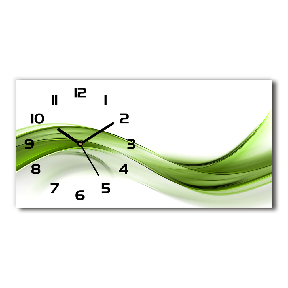 Vodorovné Sklenené hodiny na stenu tiché Zelená vlna