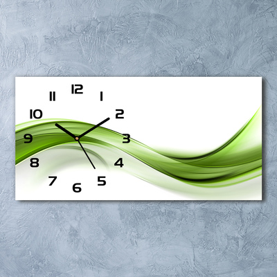 Vodorovné Sklenené hodiny na stenu tiché Zelená vlna