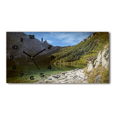 Vodorovné Sklenené hodiny na stenu Morské oko Tatry
