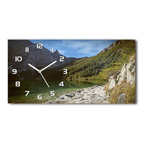 Vodorovné Sklenené hodiny na stenu Morské oko Tatry