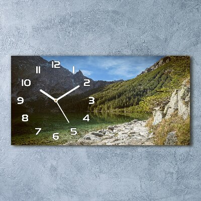 Vodorovné Sklenené hodiny na stenu Morské oko Tatry