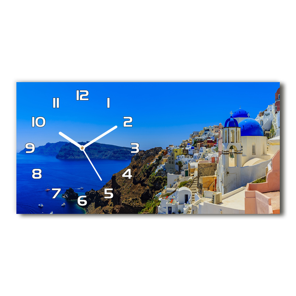 Vodorovné Sklenené hodiny na stenu Santorini Grécko
