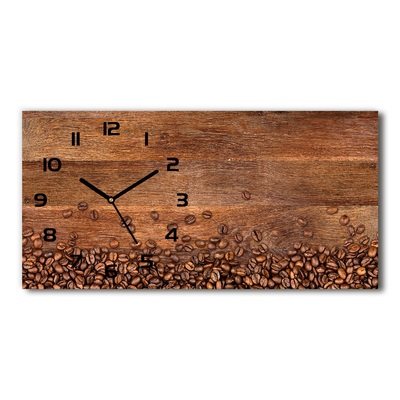 Vodorovné Moderné sklenené hodiny na stenu Zrnká kávy