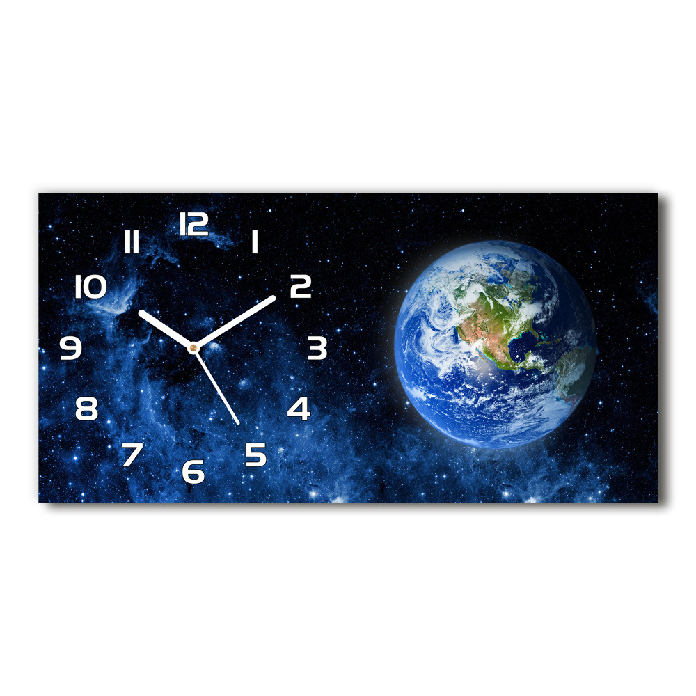 Vodorovné Sklenené hodiny na stenu tiché Zemeguľa