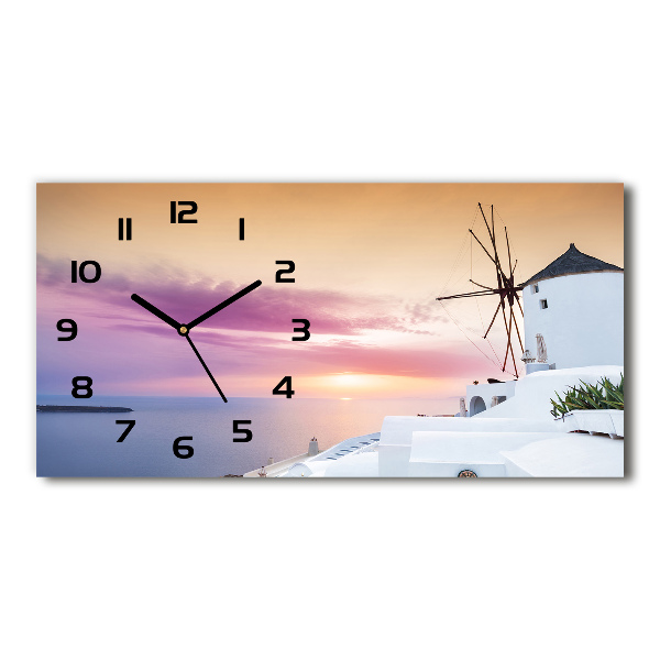 Vodorovné Sklenené hodiny na stenu Santorini Grécko