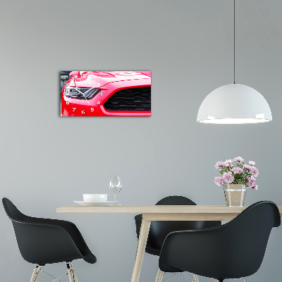 Vodorovné Sklenené hodiny na stenu Červený Mustang