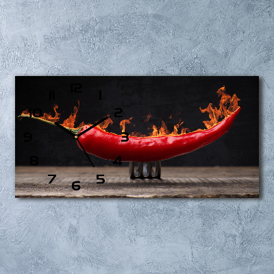 Vodorovné Sklenené hodiny na stenu Chilli papričky