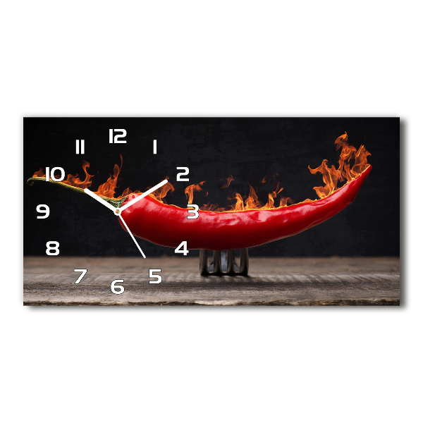 Vodorovné Sklenené hodiny na stenu Chilli papričky