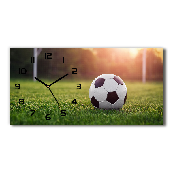 Vodorovné Moderné sklenené hodiny na stenu Futbal