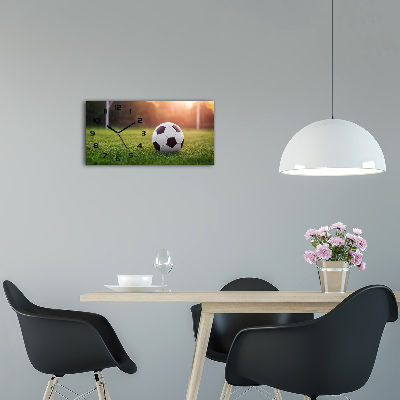 Vodorovné Moderné sklenené hodiny na stenu Futbal