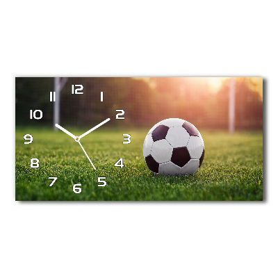 Vodorovné Moderné sklenené hodiny na stenu Futbal