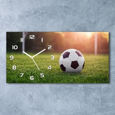 Vodorovné Moderné sklenené hodiny na stenu Futbal