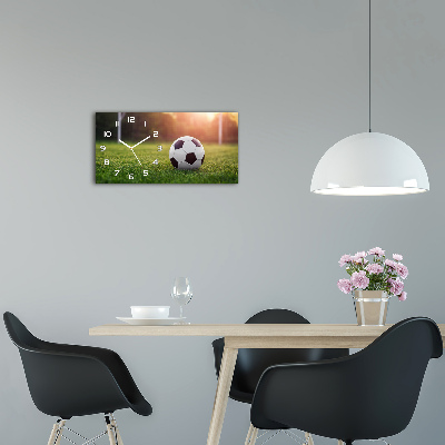 Vodorovné Moderné sklenené hodiny na stenu Futbal