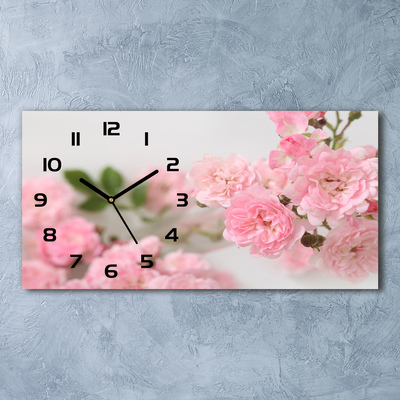 Vodorovné Moderné sklenené hodiny na stenu Divoké ruže