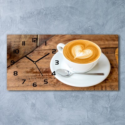 Vodorovné Sklenené hodiny na stenu Šálka kávy