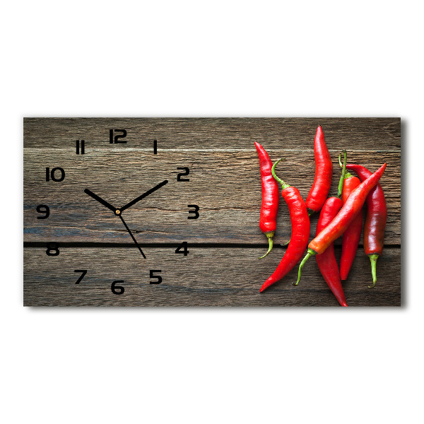 Vodorovné Sklenené hodiny na stenu Chilli papričky