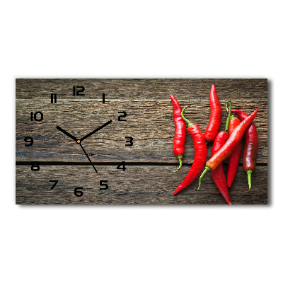 Vodorovné Sklenené hodiny na stenu Chilli papričky