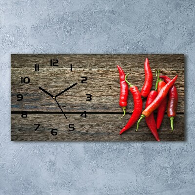 Vodorovné Sklenené hodiny na stenu Chilli papričky