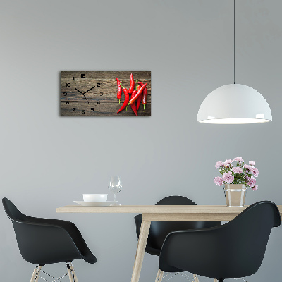 Vodorovné Sklenené hodiny na stenu Chilli papričky