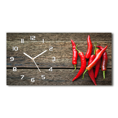 Vodorovné Sklenené hodiny na stenu Chilli papričky