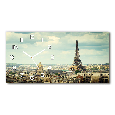 Vodorovné Sklenené hodiny na stenu Eiffelova veža Paríž