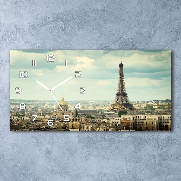 Vodorovné Sklenené hodiny na stenu Eiffelova veža Paríž