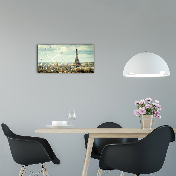 Vodorovné Sklenené hodiny na stenu Eiffelova veža Paríž