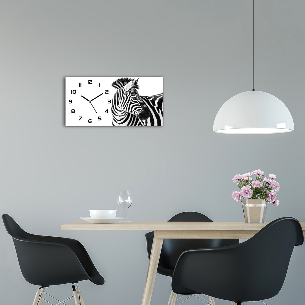 Vodorovné Sklenené hodiny na stenu tiché Zebra v snehu