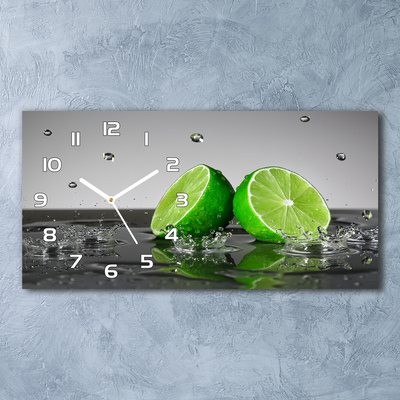 Vodorovné Sklenené hodiny na stenu Limetka vo vode